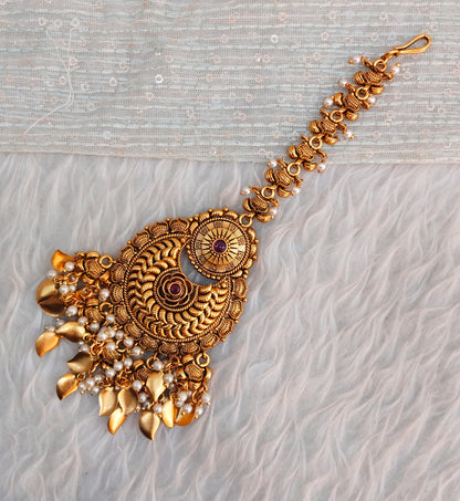 Gold polki Tikka Jewellery Headpiece Set