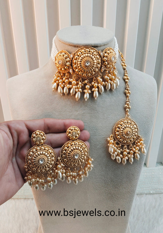 Gold Punjabi Choker Birpal set