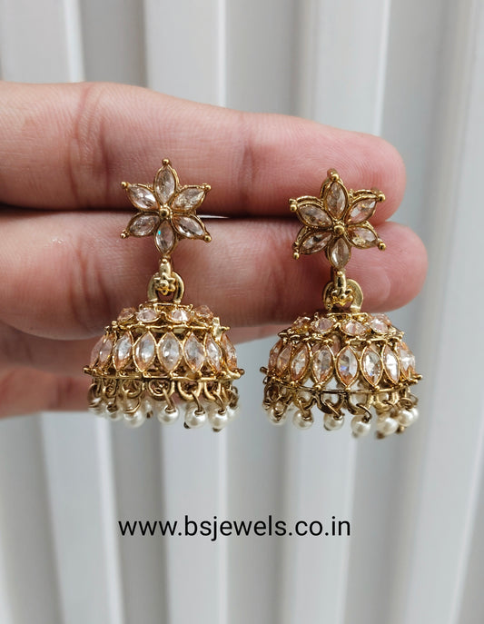 Antique Gold Jhumki Bollywood Dev Earrings
