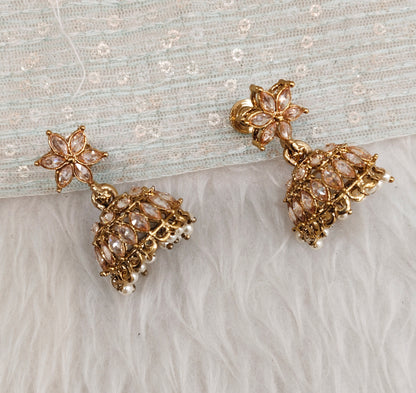 Antique Gold Jhumki Bollywood Dev Earrings