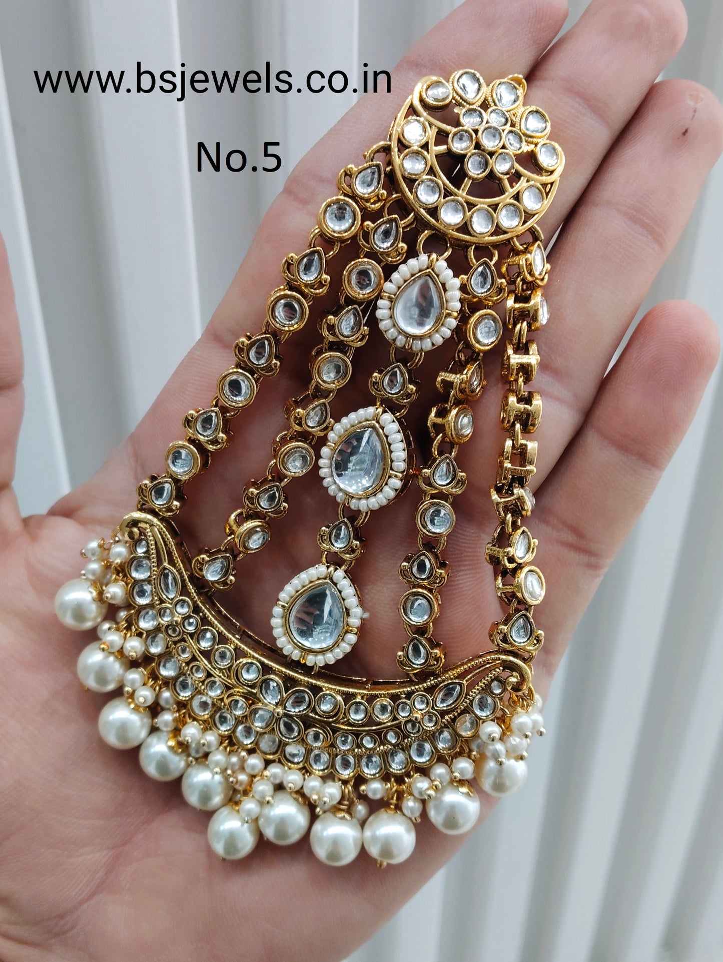Kundan Jhumar Headpassa Bridal Passa/Pakistani side Headpiece