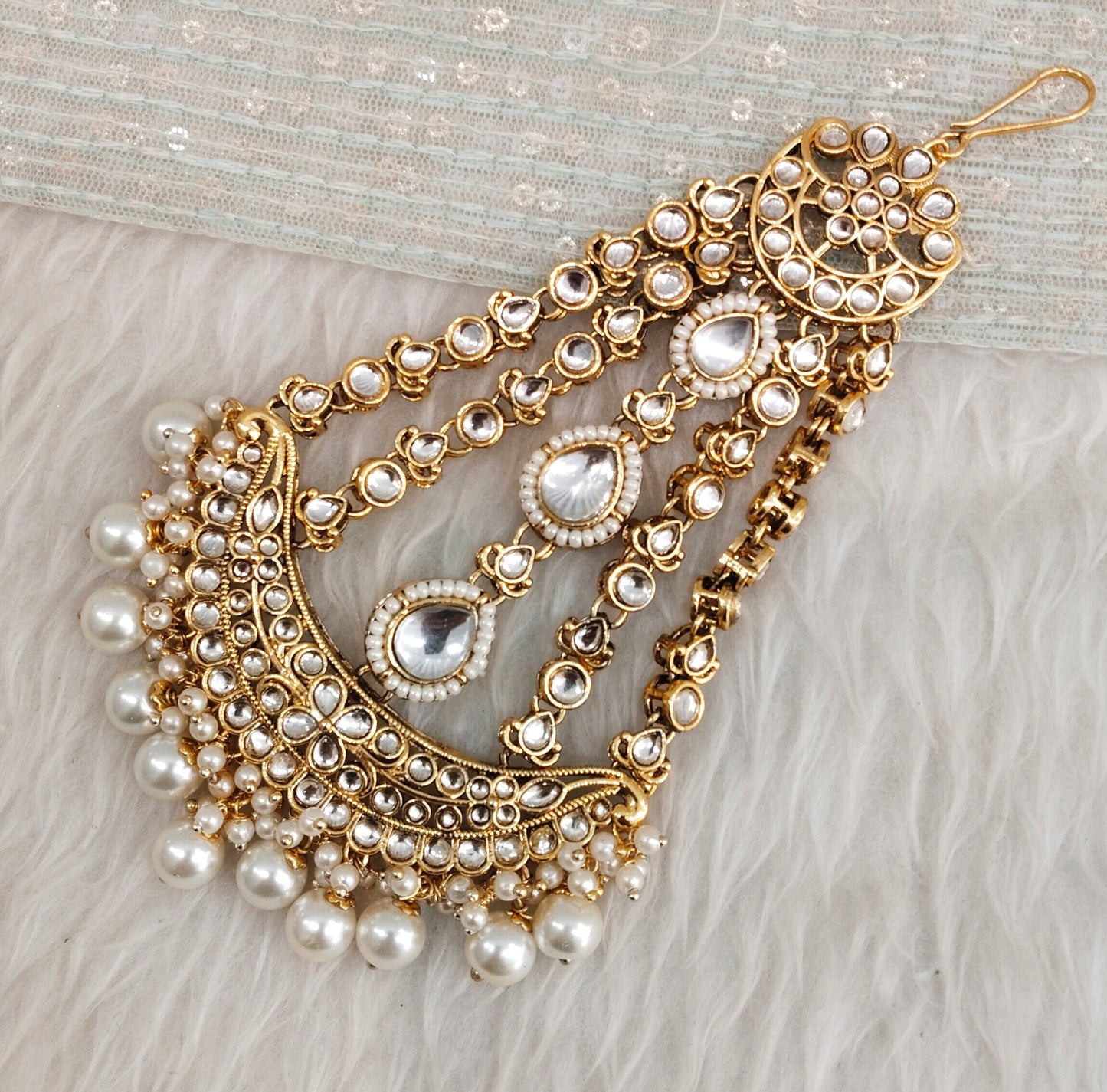 Kundan Jhumar Headpassa Bridal Passa/Pakistani side Headpiece