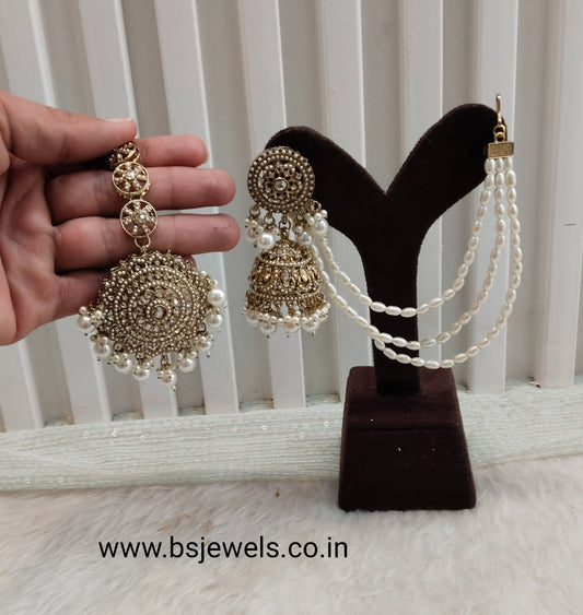 Antique Gold Bahubali Style Bollywood Earrings