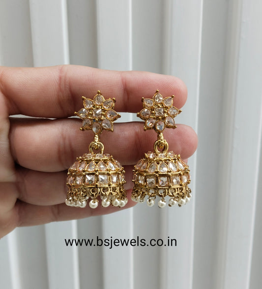 Antique Gold Jhumki Bollywood Dev Earrings