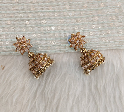 Antique Gold Jhumki Bollywood Dev Earrings
