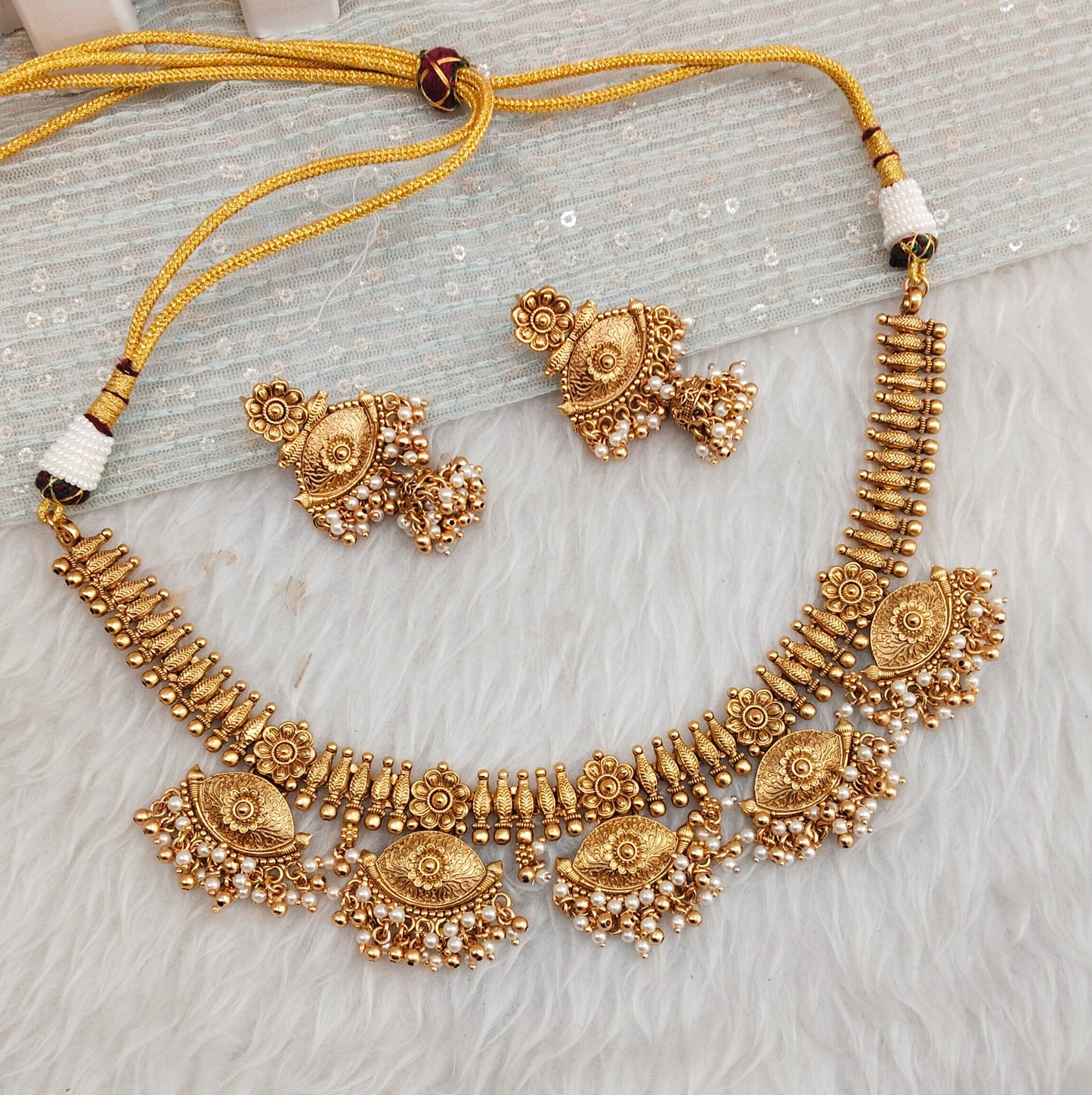 Gold Polki Necklace Jewellery Rana Set