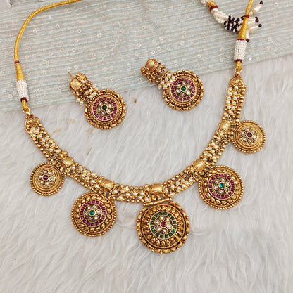 Ruby Green Gold Polki Necklace Jewellery Rana Set