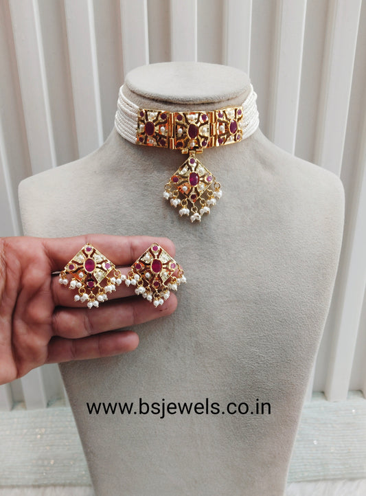Ruby Gold Jadau Punjabi Style Choker Jewellery Smith Set