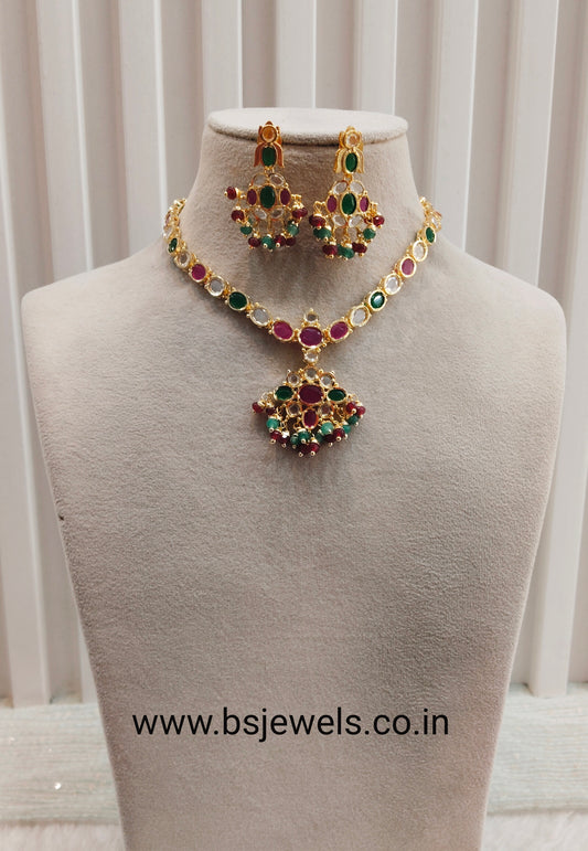 Multi Color Gold Necklace Jewellery Smith Set