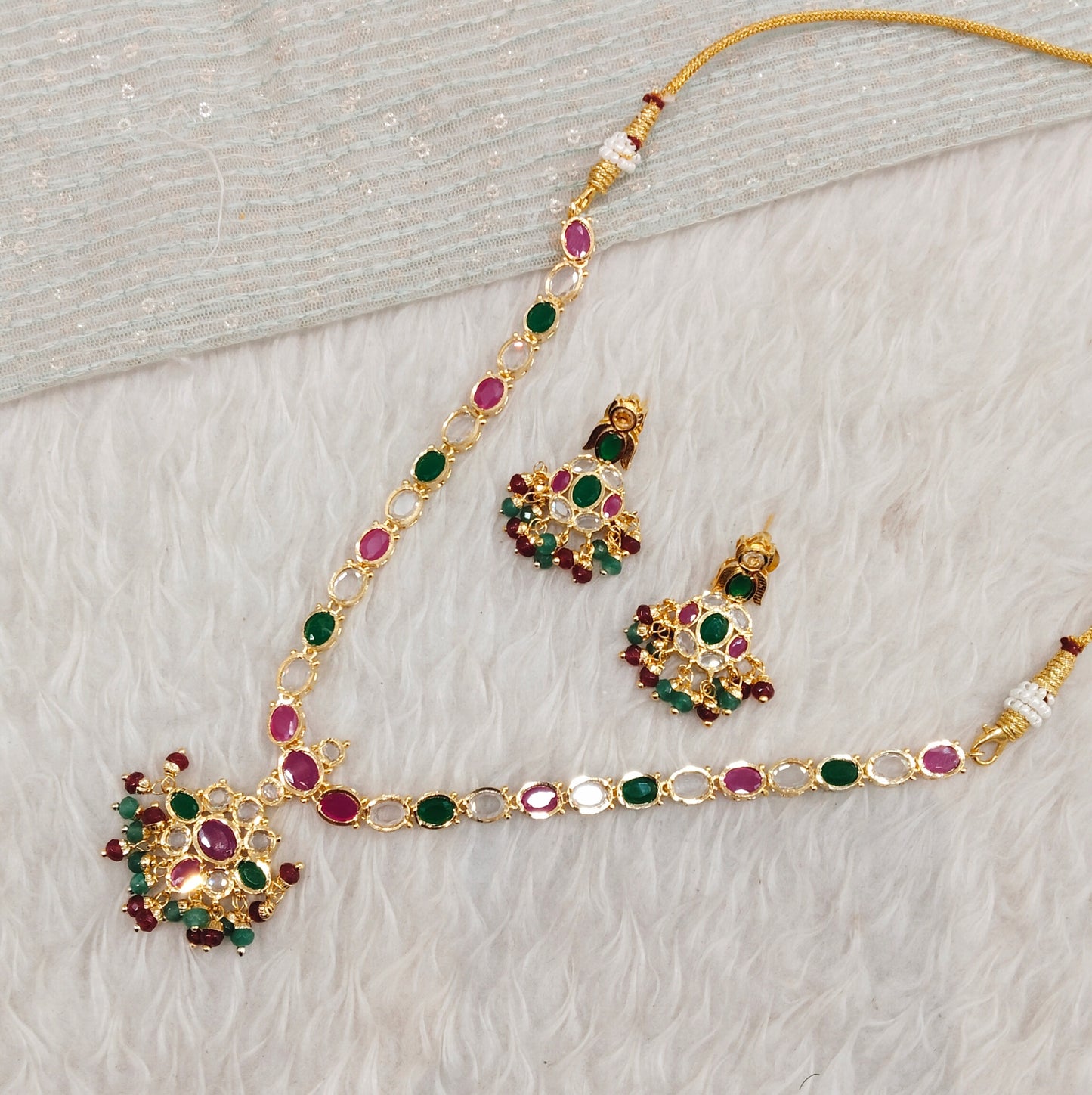 Multi Color Gold Necklace Jewellery Smith Set