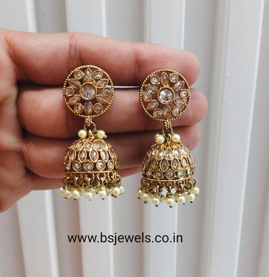 Antique Gold Jhumki Bollywood Earrings