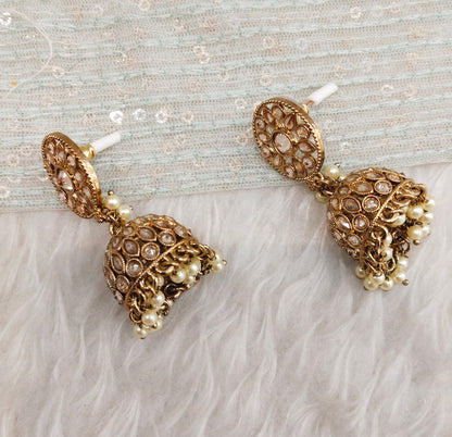 Antique Gold Jhumki Bollywood Earrings