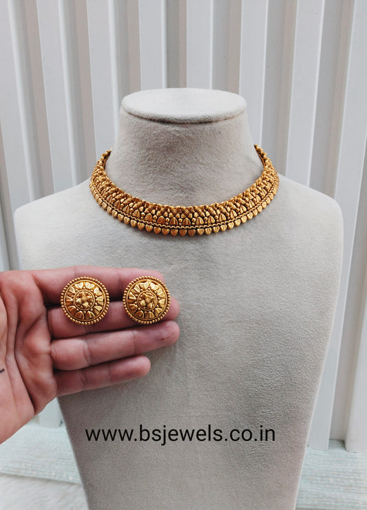 Gold Polki Necklace Jewellery Harf Set