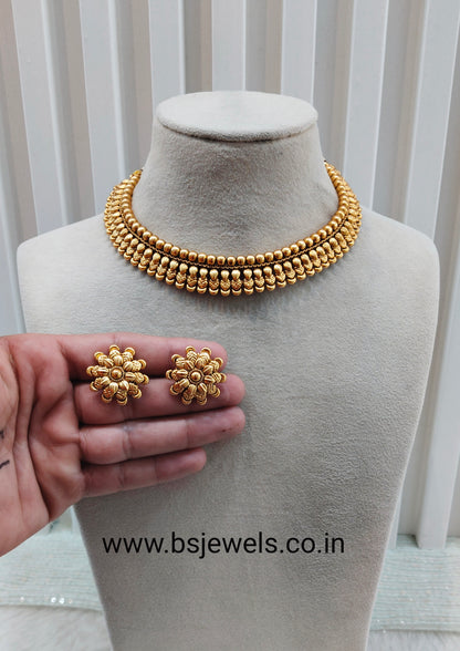Gold Polki Necklace Jewellery Harf Set