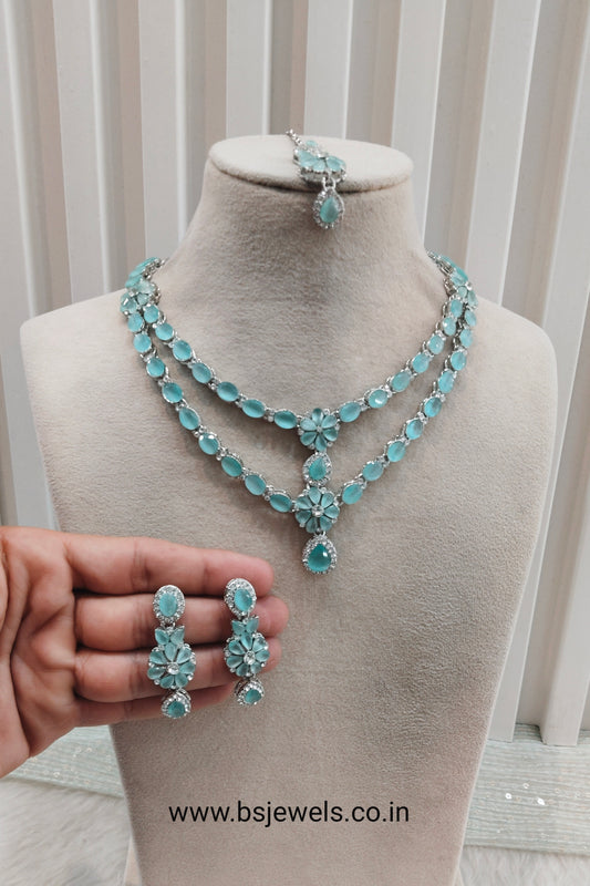 Pista Silver CZ Necklace Jewellery Harteij Set