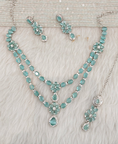 Pista Silver CZ Necklace Jewellery Harteij Set
