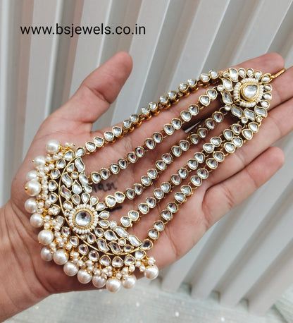 White Gold Kundan Headpassa Jhumar Jewellery