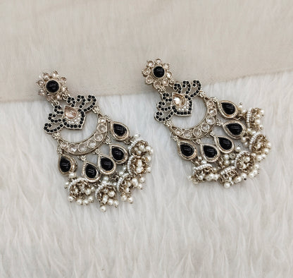 Black Antique Gold Bollywood Mamber Earrings