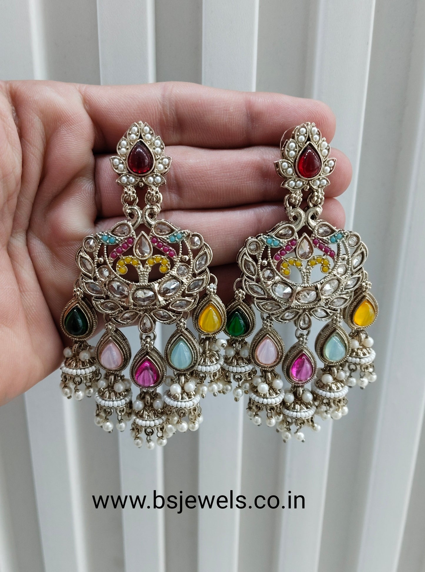 Multi Color Antique Gold Bollywood Sarpunch Earrings