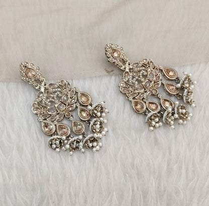 White Antique Gold Bollywood Sarpunch Earrings