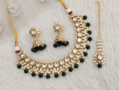 Green Gold Kundan Necklace Jewellery Ricky Set