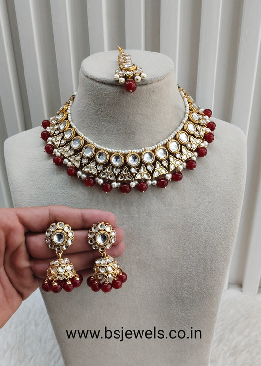 Ruby Gold Kundan Necklace Jewellery Ricky Set