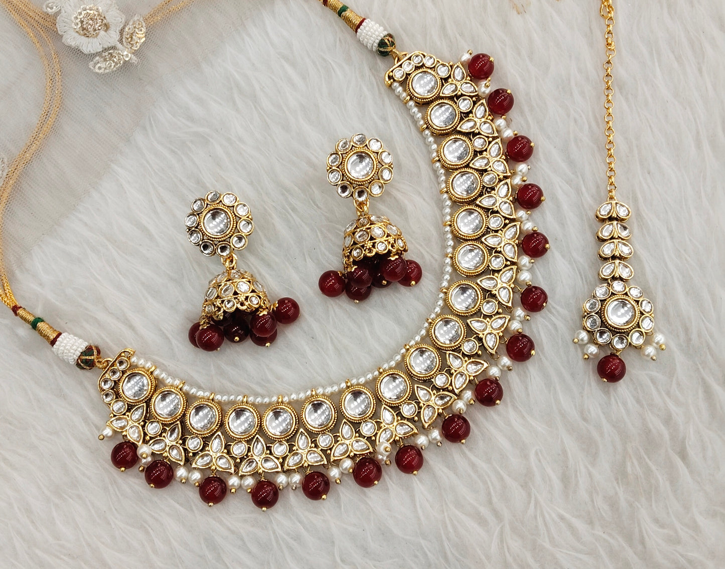 Ruby Gold Kundan Necklace Jewellery Ricky Set