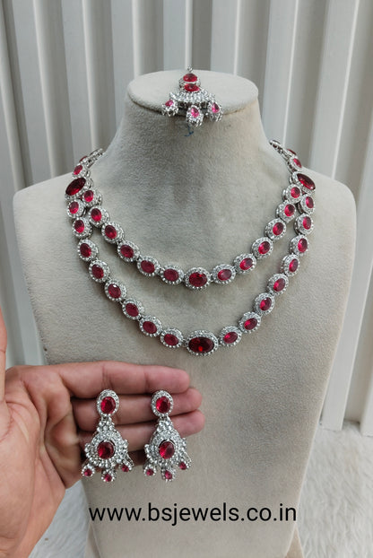 Ruby Silver Zircon Necklace Jewellery Angel Set