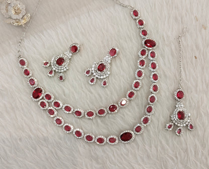 Ruby Silver Zircon Necklace Jewellery Angel Set