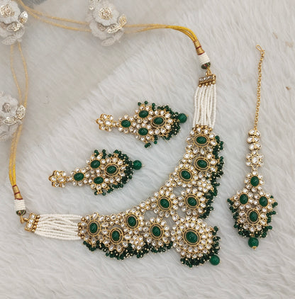 Green Gold Kundan Necklace Jewellery Ritika Set