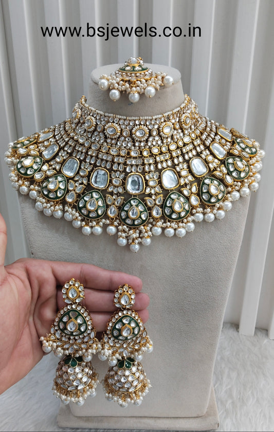 Ivory Gold Bridal Kundan Necklace Jewellery Raju Set
