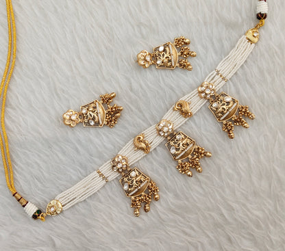 White Gold Polki Choker Jewellery Rashid Set
