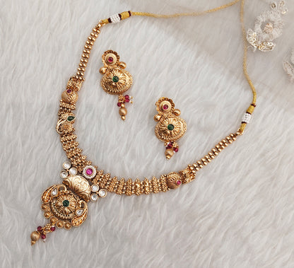 Ruby Green Gold Polki Necklace Jewellery Rashid Set