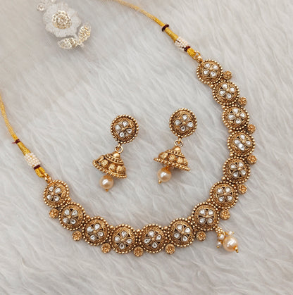 White Gold Polki Necklace Jewellery Rashid Set