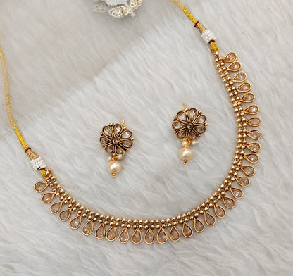 Gold Polki Necklace Jewellery Set