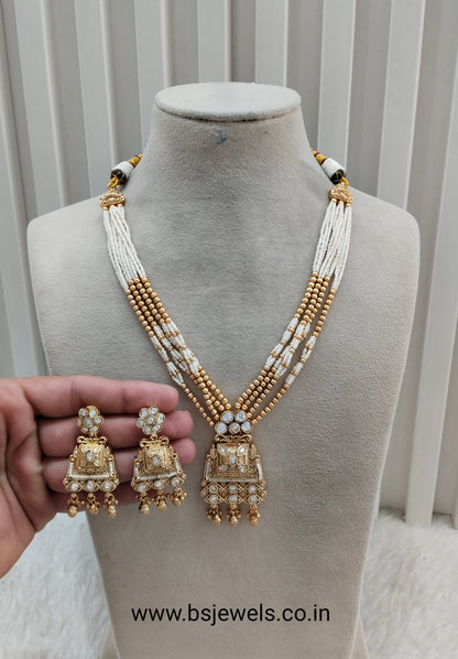 Gold Polki Long Rani Haar Necklace Jewellery Inder Set
