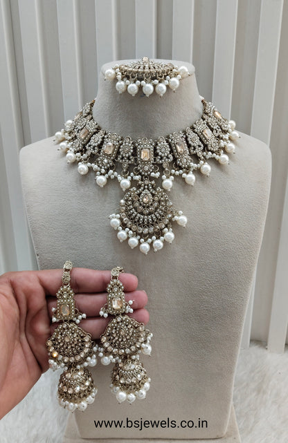 Antique Gold Necklace Jewellery Russel Set