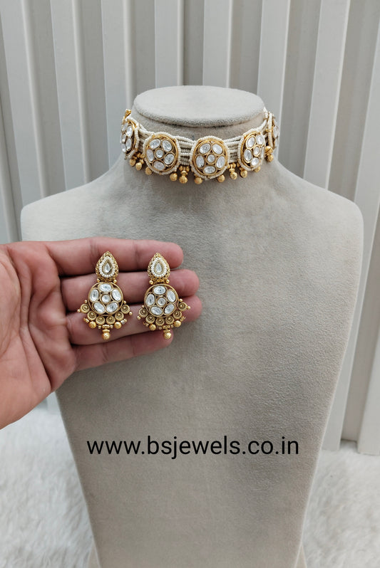 Gold Polki Choker Jewellery Smile Set