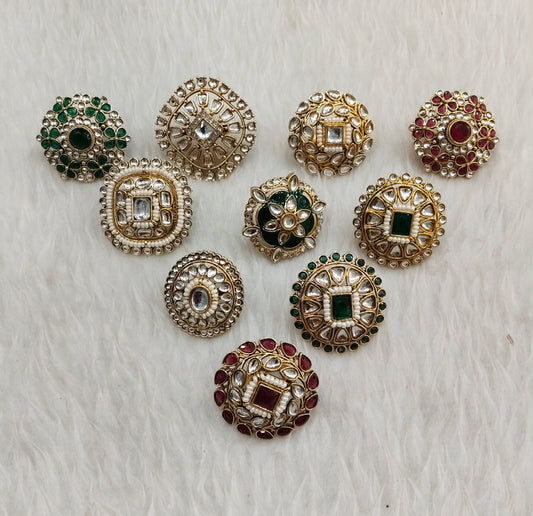 Kundan cocktail finger rings