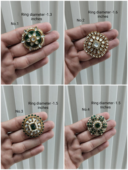 Kundan cocktail finger rings