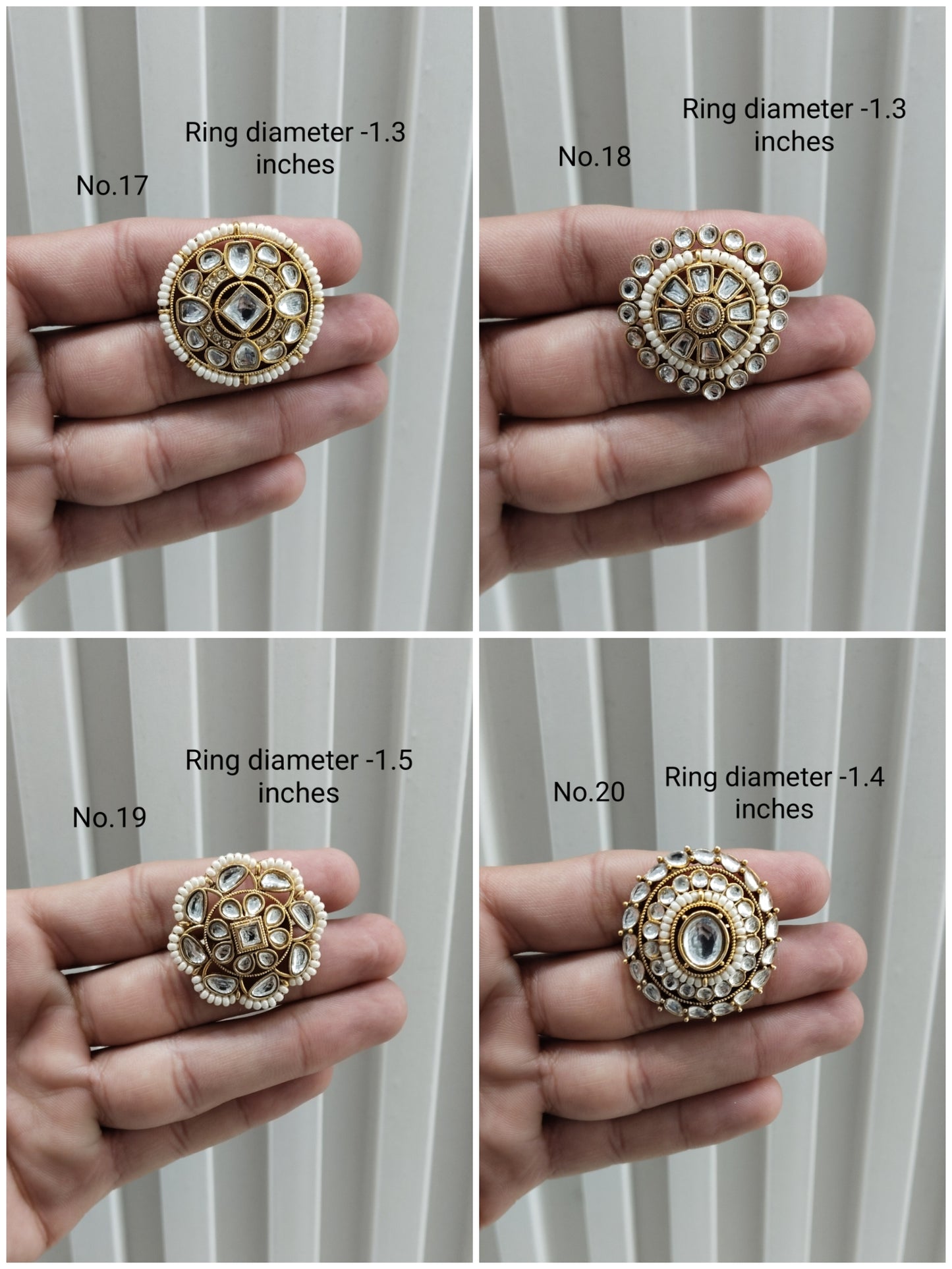 Kundan cocktail finger rings