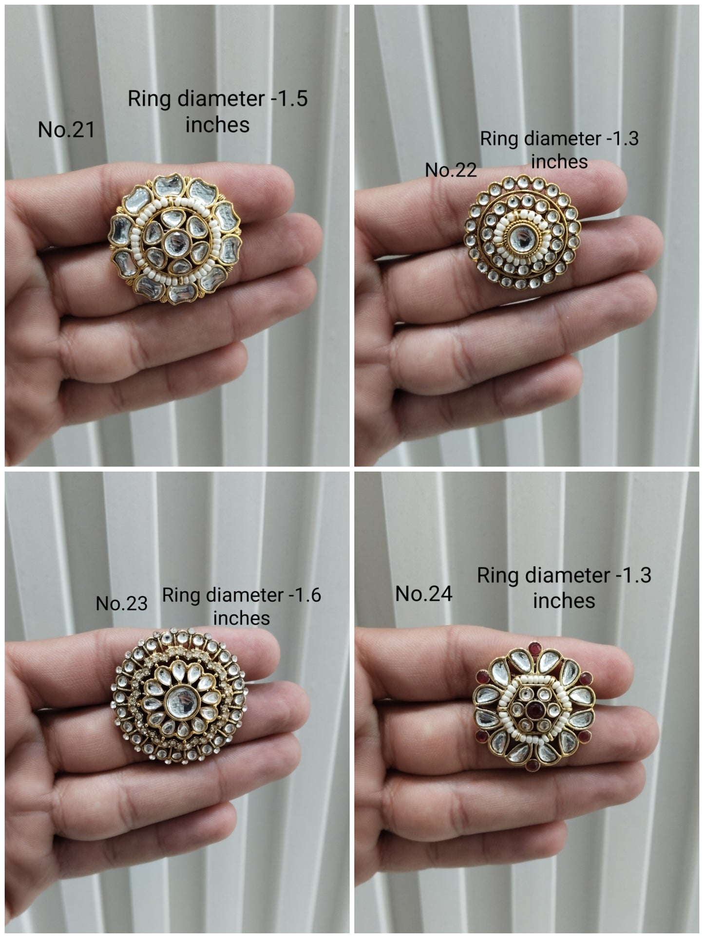 Kundan cocktail finger rings