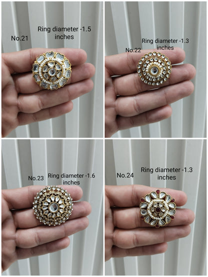 Kundan cocktail finger rings