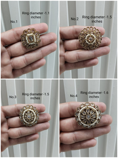 Champagne Stone cocktail finger rings