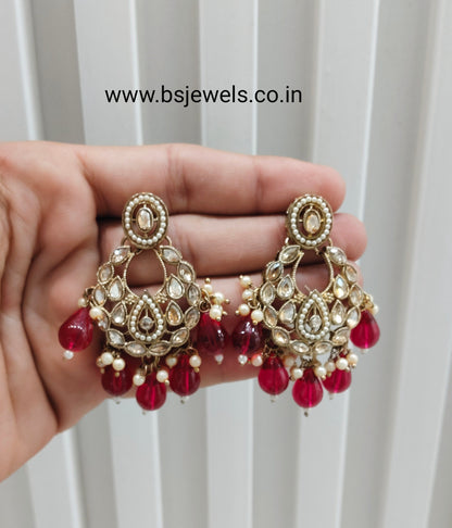 Majenta Antique Gold Bollywood Kane Earrings