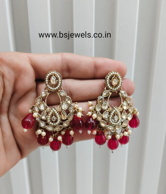 Majenta Antique Gold Bollywood Kane Earrings