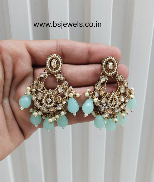 Pista Antique Gold Bollywood Kane Earrings