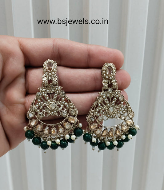 Green Antique Gold Bollywood Ammy Earrings