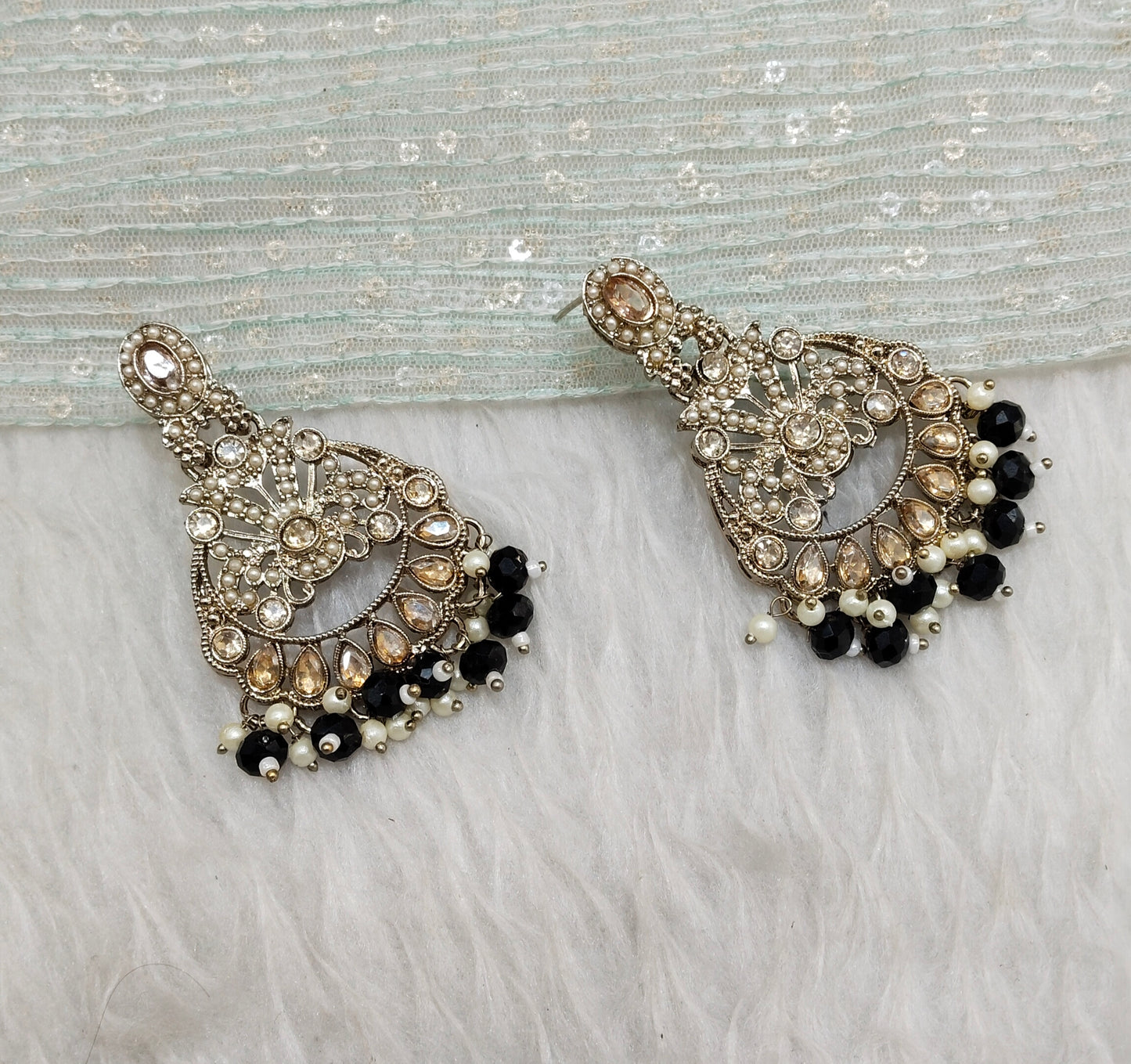 Black Antique Gold Bollywood Ammy Earrings
