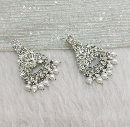 Silver White Bollywood Ammy Earrings